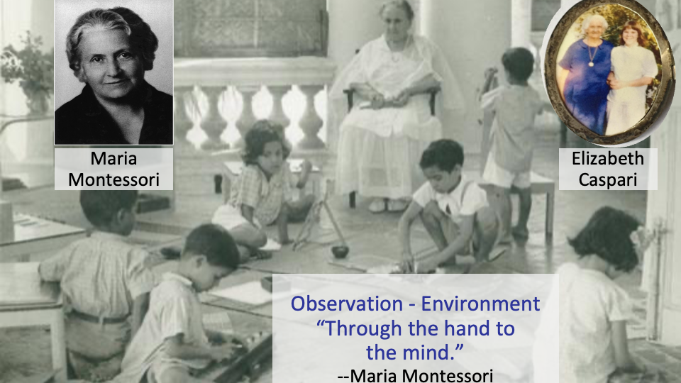 Composite photos of Maria Montessori and Madame Elizabeth Caspari standing by Gail Tully